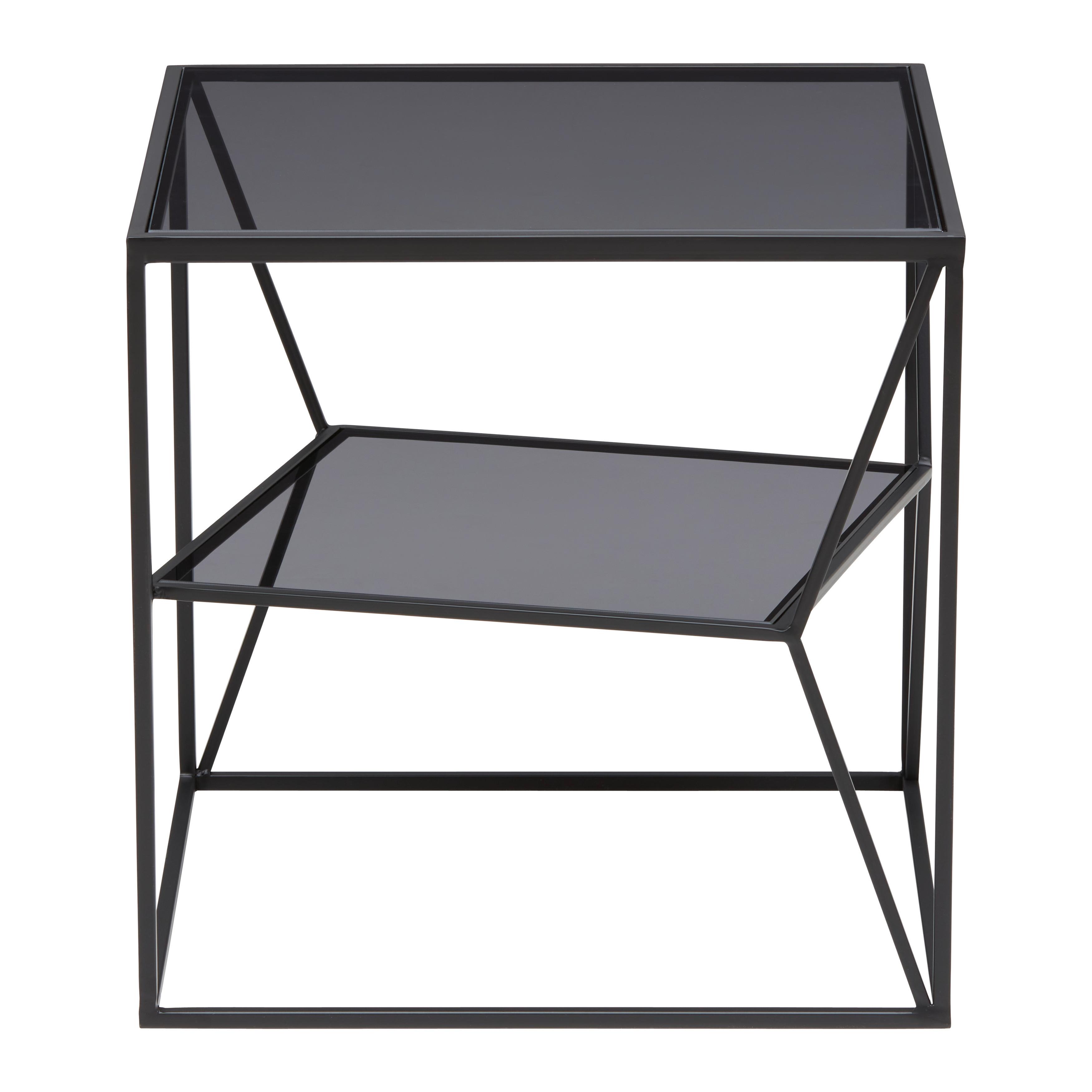 SIDOBORD ANGEL - grå/svart, Modern, metall/glas (45/45/45cm) - Premium Living
