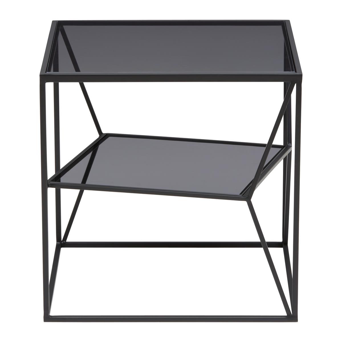 Beistelltisch Angel in Grau/Schwarz - Schwarz/Grau, MODERN, Glas/Metall (45/45/45cm) - Premium Living