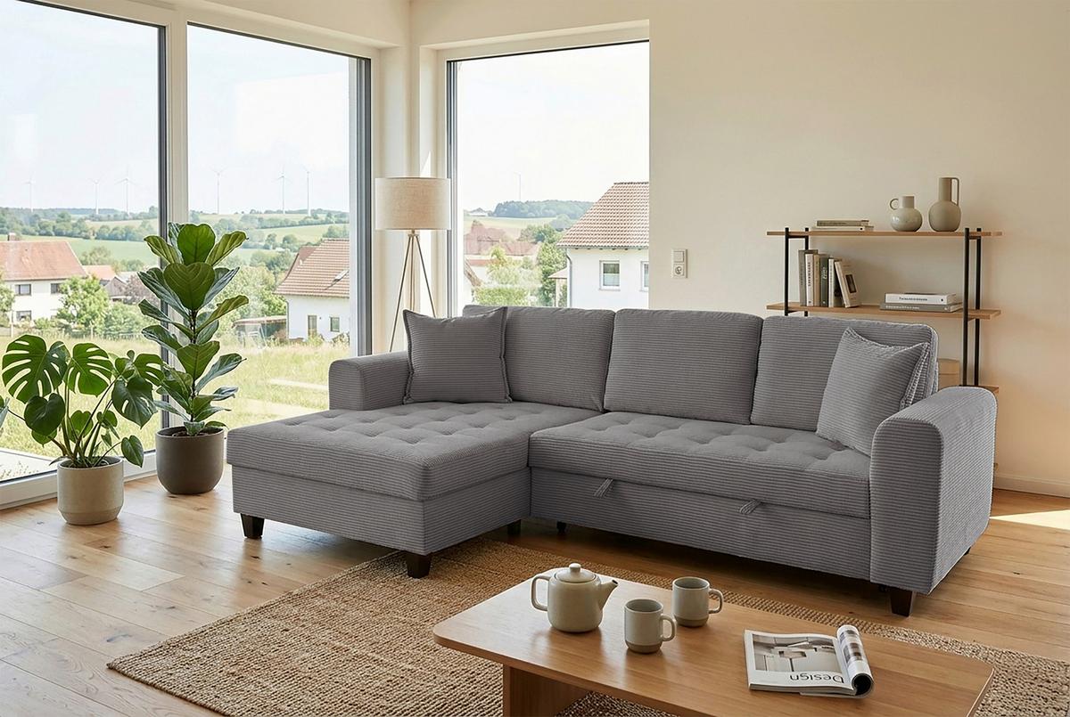 Kutna Garnitura Moritz - siva, Trend, tekstil (155/265cm) - Modern Living