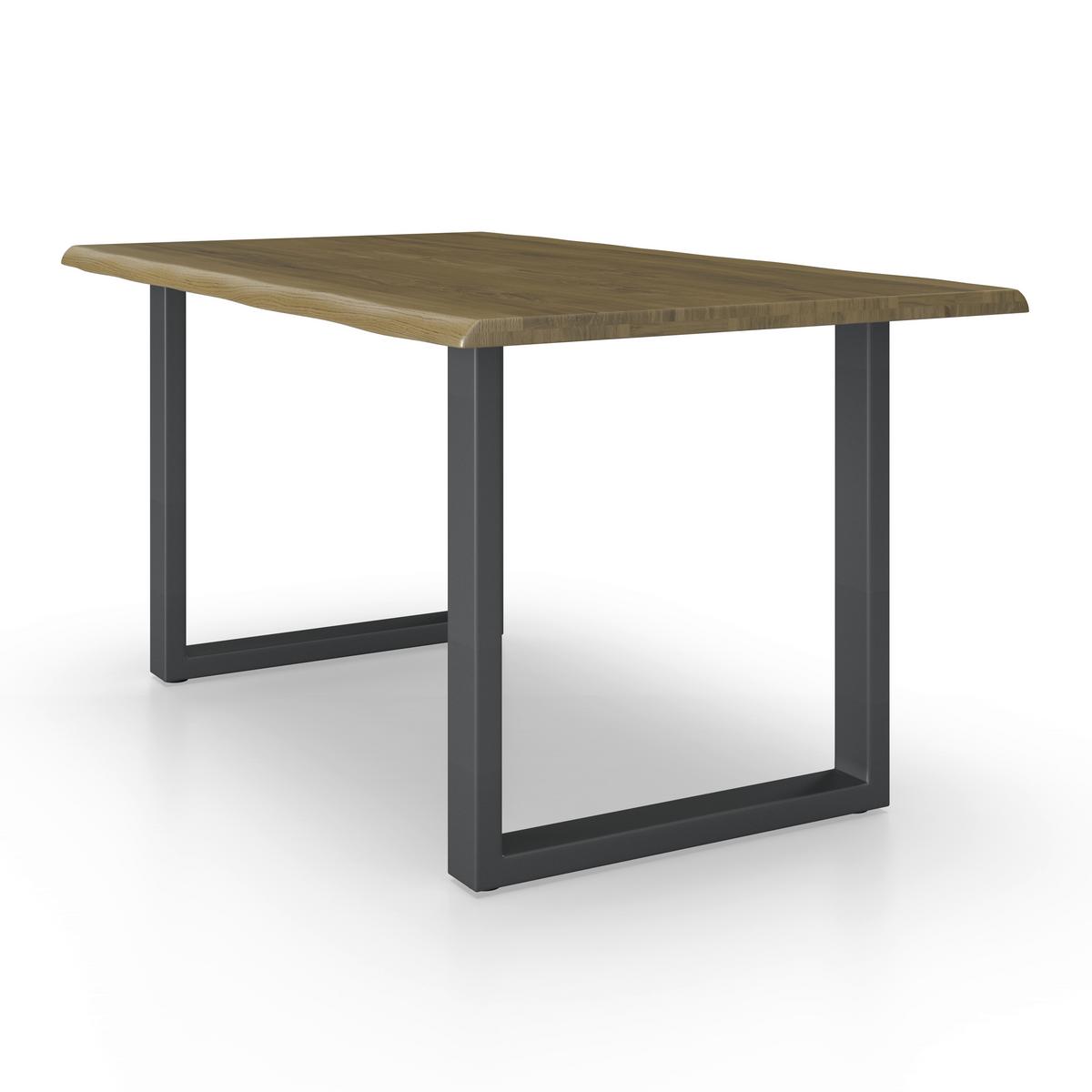 Masă LEN - culoare lemn stejar/negru, Modern, lemn/metal (160/90/76cm) - Bessagi Home
