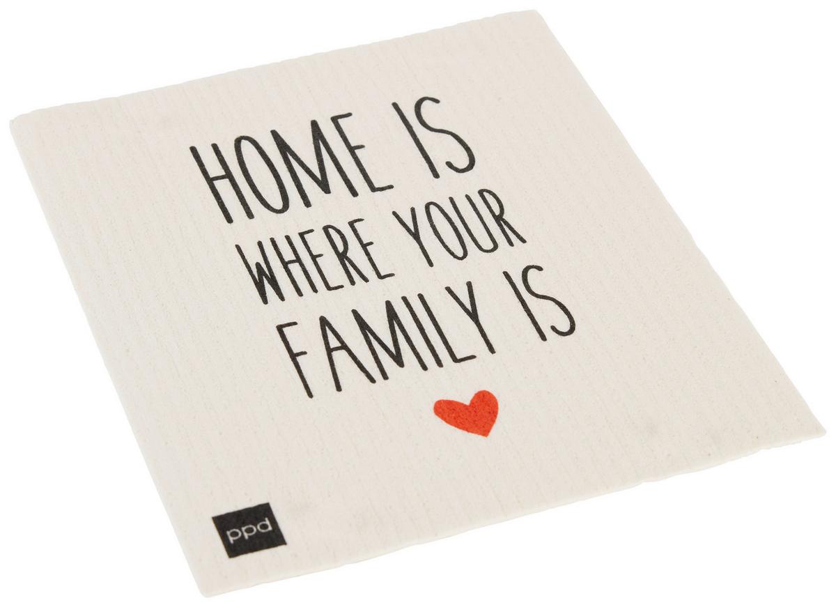 Schwammtuch Peter in Schwarz/Weiß ca. 20x17cm - Rot/Schwarz, Textil (20/17cm)