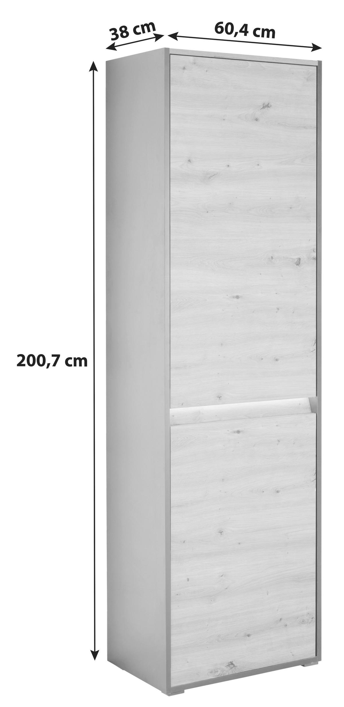 Dulap pentru hol Welcome - stejar Artisan/negru, Modern, material pe bază de lemn (60,4/200,7/38cm) - Modern Living