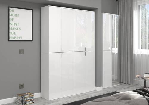 Ormar S Klasičnim Vratima Projekt X - bijela/bijela visoki sjaj, Moderno, staklo/drvni materijal (60/193/34cm) - Modern Living