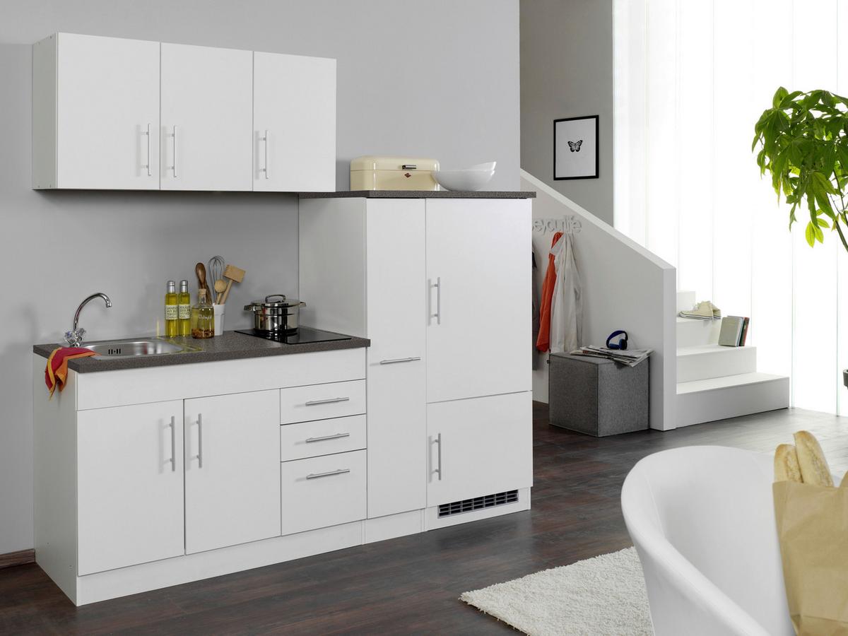 Küchenblock Toronto II m. Geräten Weiß - Chromfarben/Graphitfarben, MODERN, Holzwerkstoff/Metall (210cm) - Held