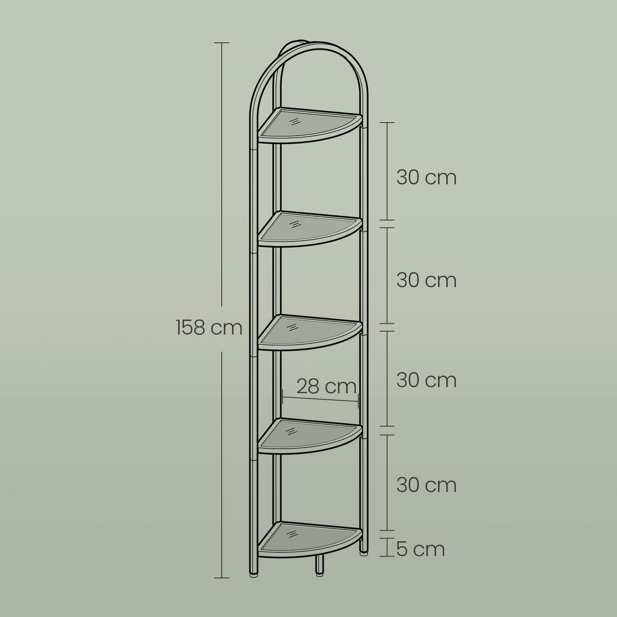 Eckregal Goldfarben ca. 28x158x28 cm - Goldfarben, Trend, Glas/Metall (28/158/28cm) - MID.YOU