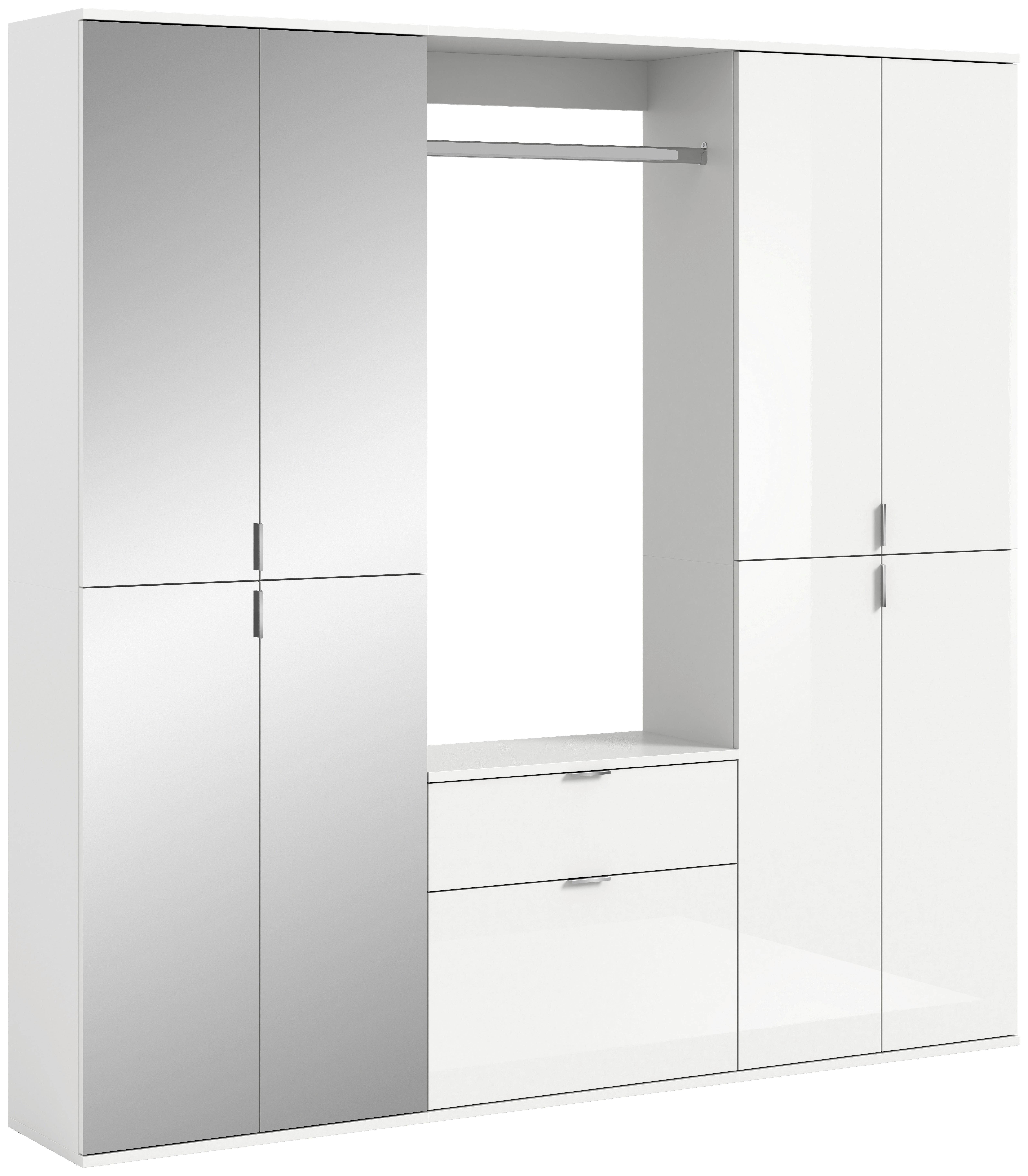 Ormar S Klasičnim Vratima Projekt X - bijela visoki sjaj, Moderno, staklo/drvni materijal (183/193/34cm) - Modern Living