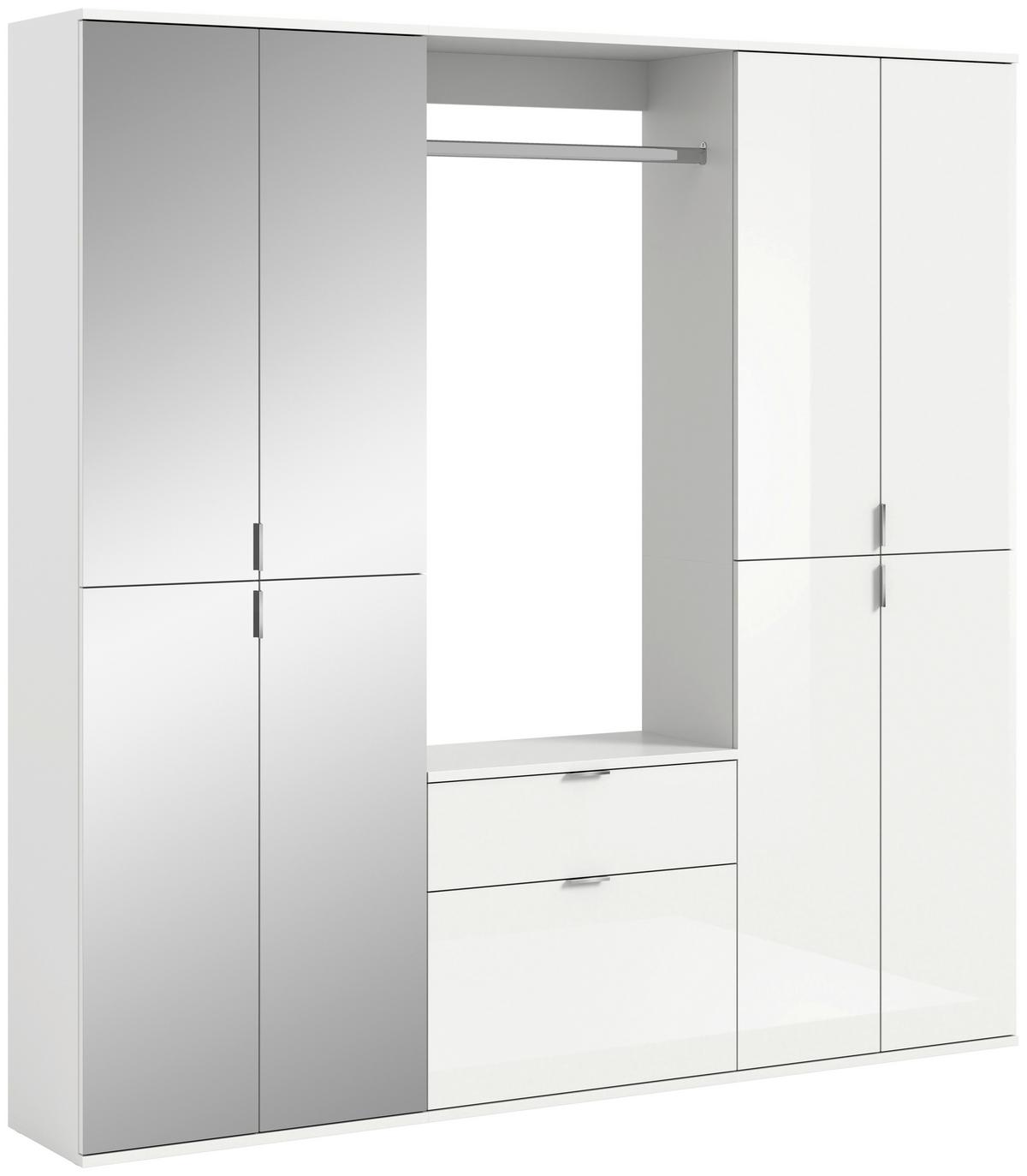 Ormar S Klasičnim Vratima Projekt X - bijela visoki sjaj, Moderno, staklo/drvni materijal (183/193/34cm) - Modern Living