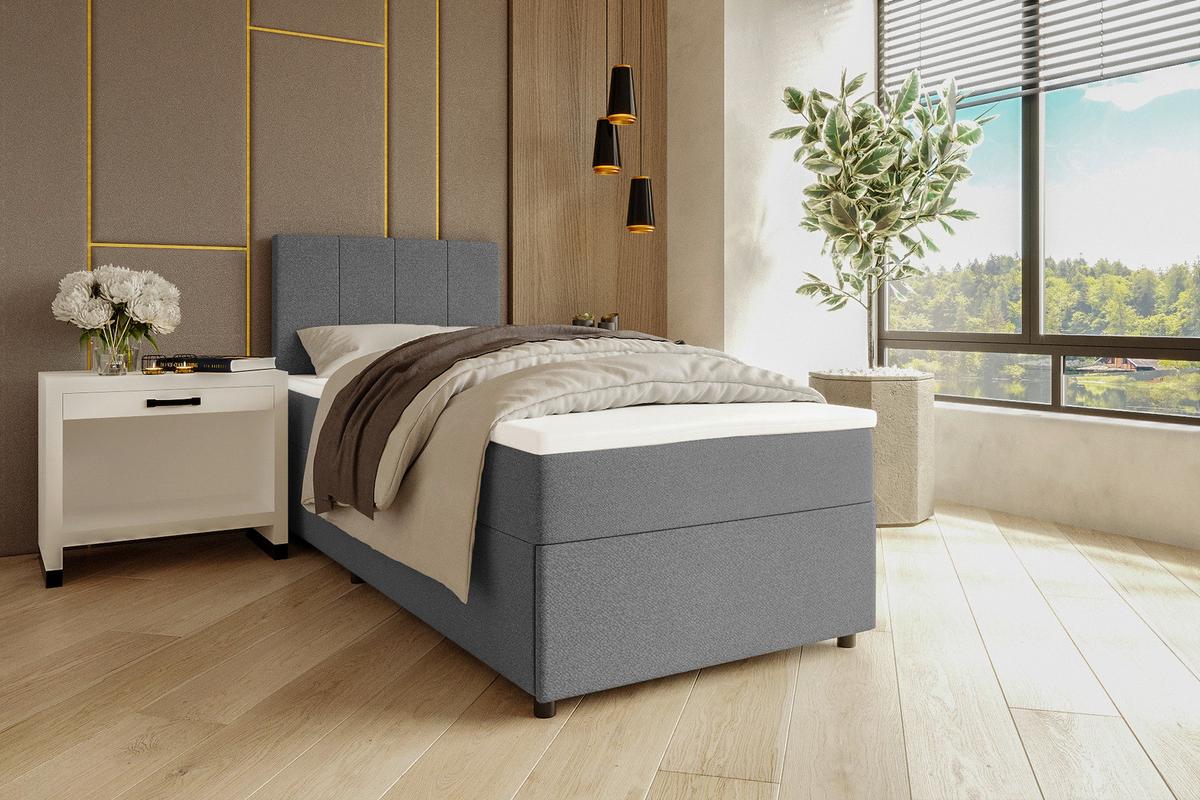 Boxbett Odin Anthrazit ca. 90x200cm - Anthrazit/Schwarz, KONVENTIONELL, Kunststoff/Textil (90/200cm) - Based