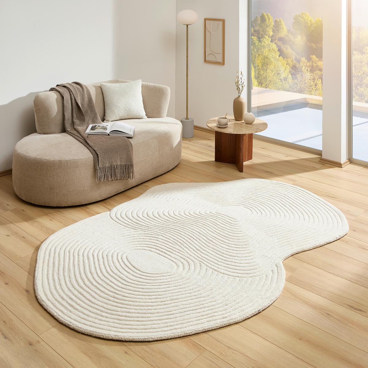 DYWAN TKANY RĘCZNIE LAKE - kremowy, Design, tkanina (160/230cm) - Novel