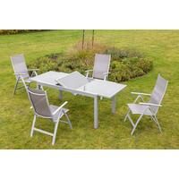 Raztegljiva Vrtna Miza Ambia, Steklo, Aluminij, 120-180x90 - srebrne barve, Konvencionalno, kovina/steklo (120/90/75cm) - Gardenson