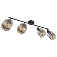 Strahler Lazarus in Schwarz max. 15 Watt - Schwarz, Design, Glas/Metall (70,5/11/25cm) - Globo