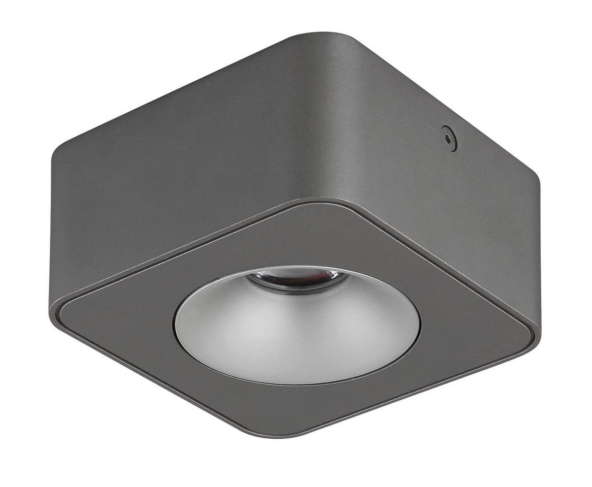 LED-Strahler Hangarau Klar/Dunkelgrau max. 6,5 Watt - Klar/Dunkelgrau, Konventionell, Kunststoff/Metall (11,7/11,7/5,5cm) - Globo