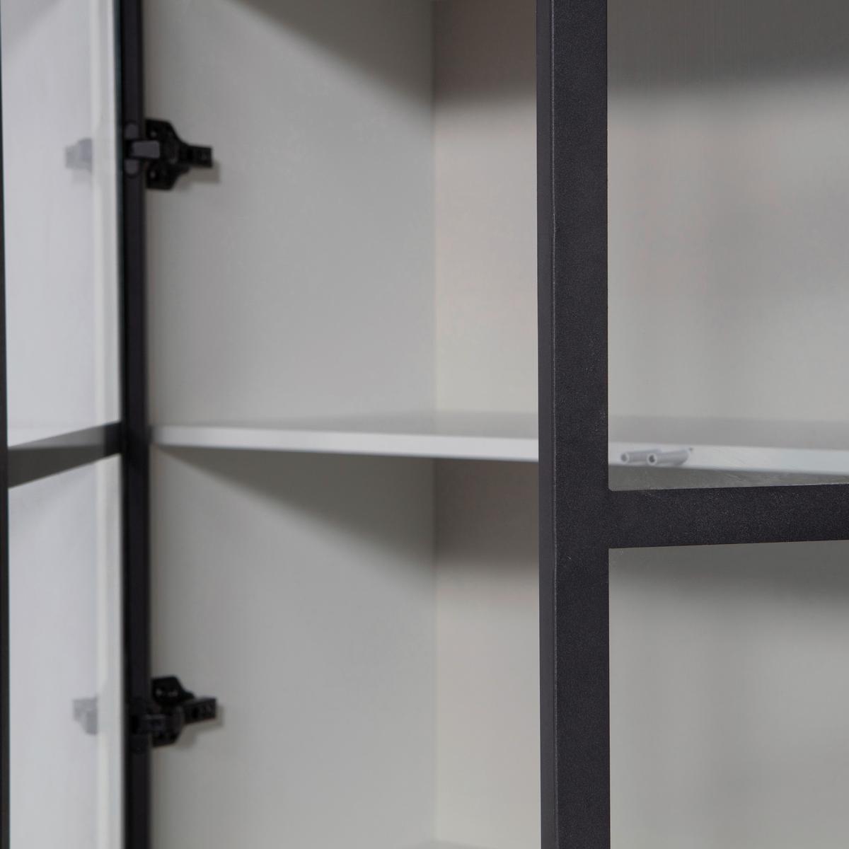 Vitrine Basic Grau - Schwarz/Grau, Design, Glas/Holz (101/230/40cm) - Livetastic