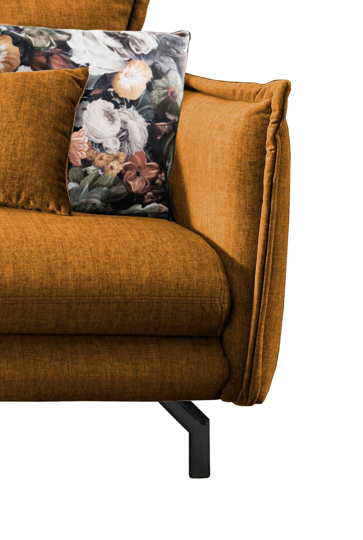 Wohnlandschaft Lava Gelb Velours - Gelb/Multicolor, MODERN, Textil/Metall (180/255cm) - Livetastic