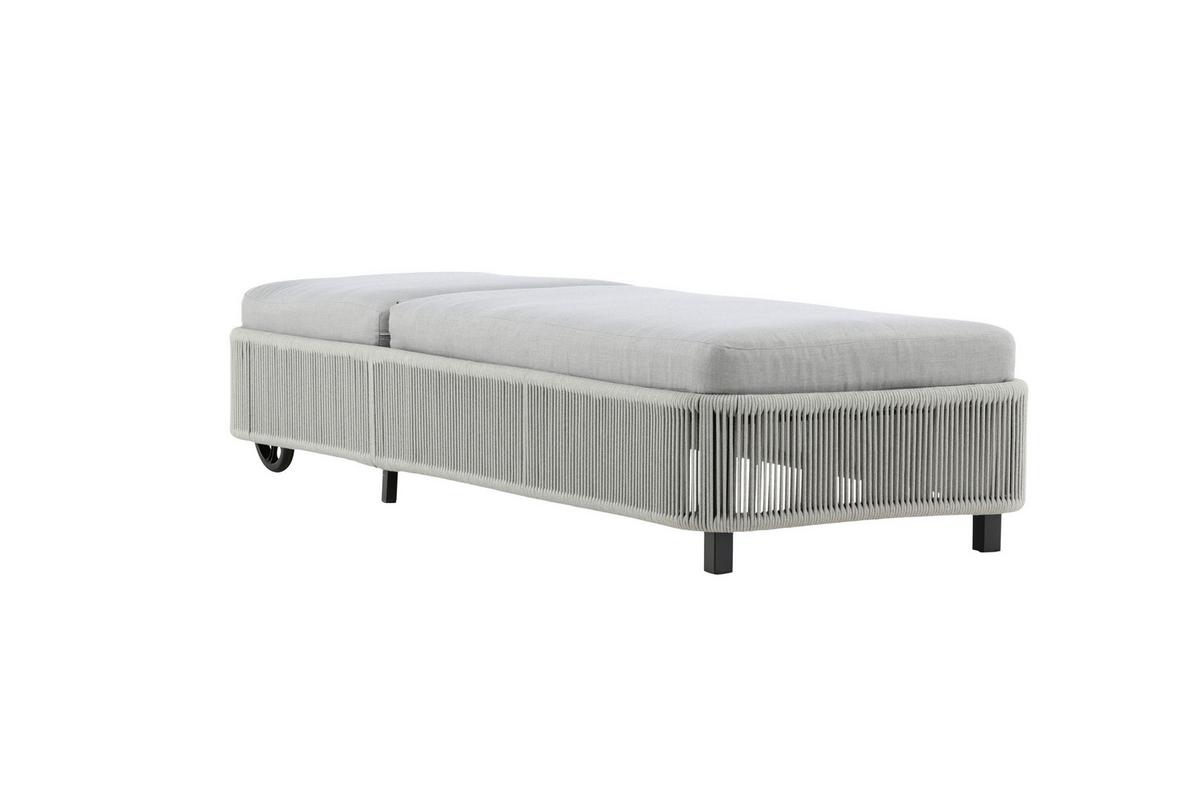 SONNENLIEGE VIRYA - Schwarz/Grau, KONVENTIONELL, Textil/Metall (75/32/205cm) - Gardenson