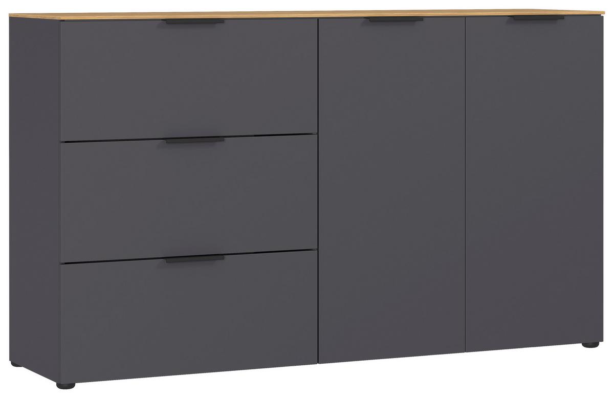 Kommode California in Graphitfarben/Eichefarben - Eichefarben/Graphitfarben, Modern, Holzwerkstoff/Metall (151/98/40cm) - Premium Living