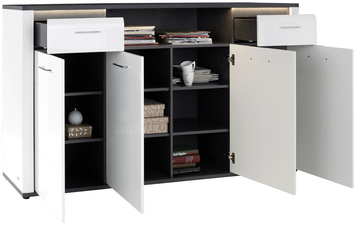 Comodă înaltă Alassio - alb/grafit, Modern, material pe bază de lemn (203,6/104/40,5cm) - Mömax