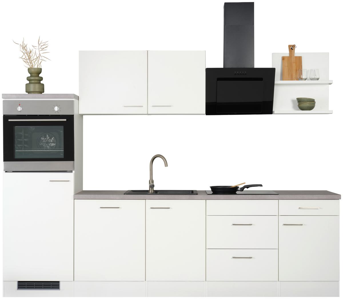 Küchenblock inkl. 5 E-Geräte NEO in Weiß, mit Geräten - Weiß, MODERN, Holzwerkstoff (280cm) - FlexWell