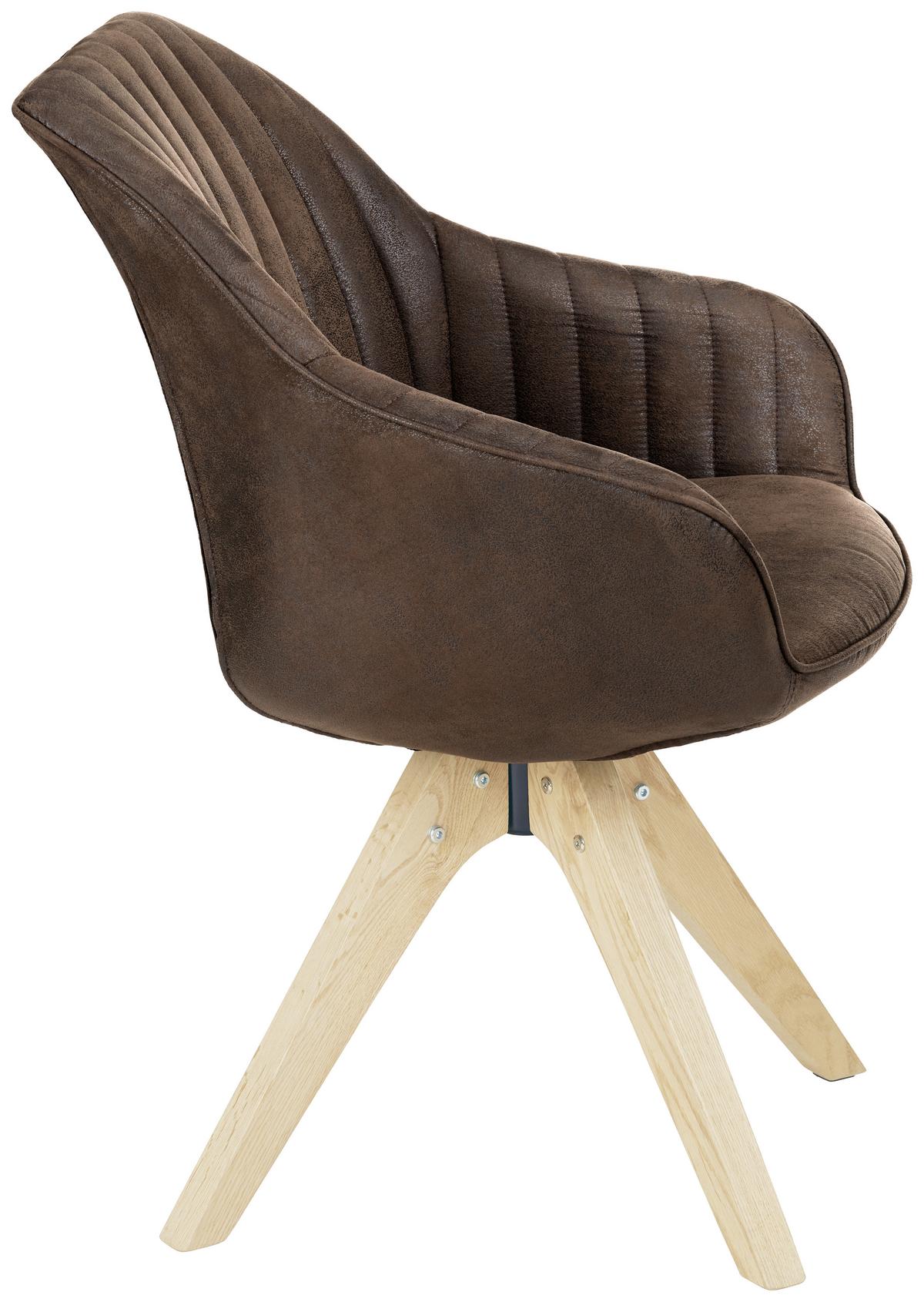Armlehnstuhl Chill in Dunkelbraun/Eiche - Eichefarben/Dunkelbraun, Holz/Textil (60/83/65cm) - Mömax
