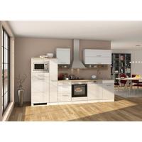 Küchenleerblock Mailand o. Geräte Weiß Hochglanz - Weiß Hochglanz/Silberfarben, MODERN, Glas/Holzwerkstoff (310cm) - Held