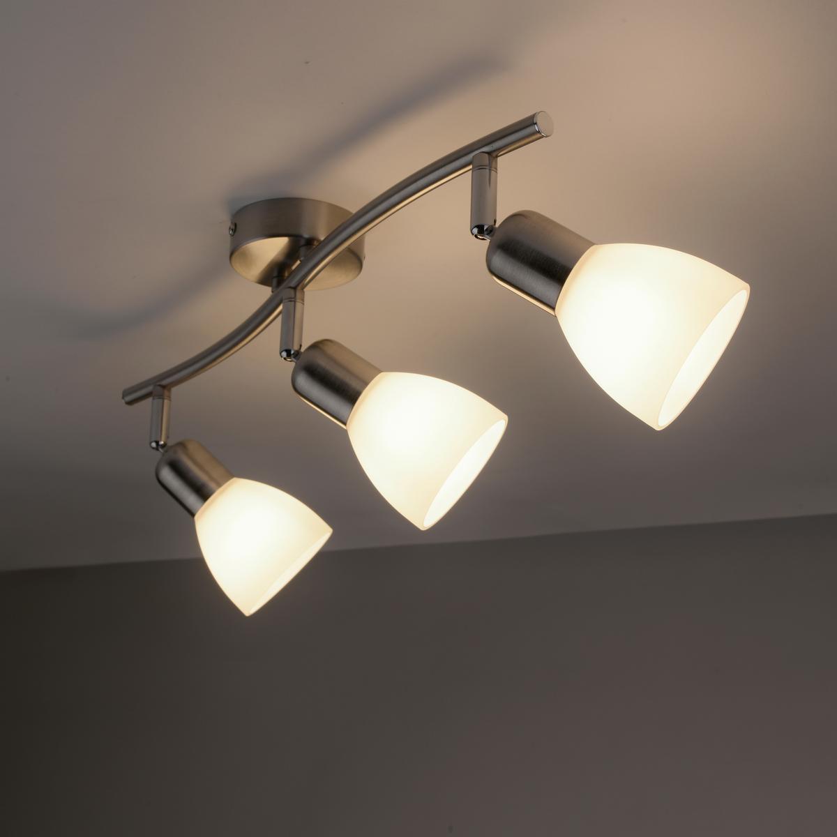 Deckenleuchte Karo max. 40 Watt - Alufarben/Nickelfarben, Basics, Glas/Metall (68/22cm)