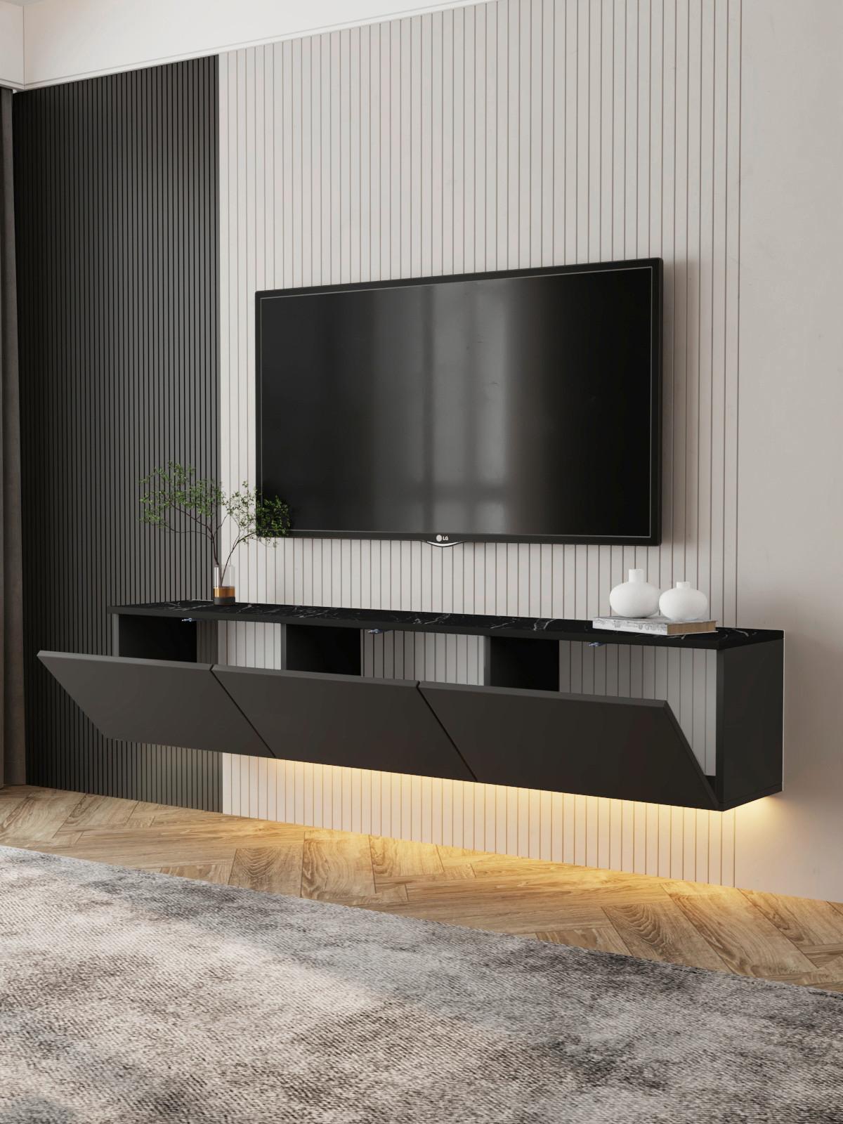 LOWBOARD NEON TV-MÖBEL - Anthrazit/Schwarz, Design, Holzwerkstoff (160/35/32cm) - Livetastic