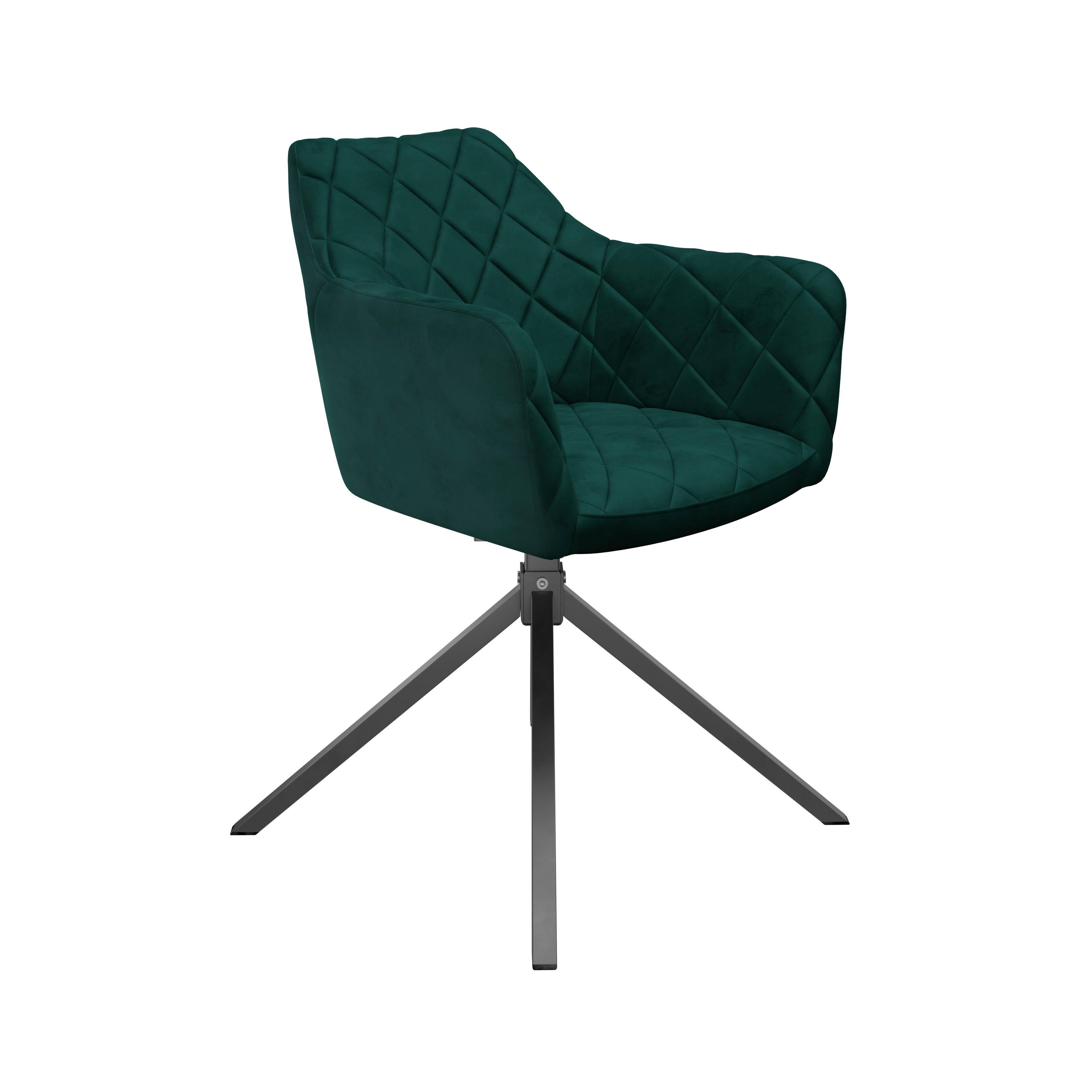 Stol Patti, Zelena, Vrtljiv - črna/zelena, Konvencionalno, kovina/tekstil (58/81/54cm)