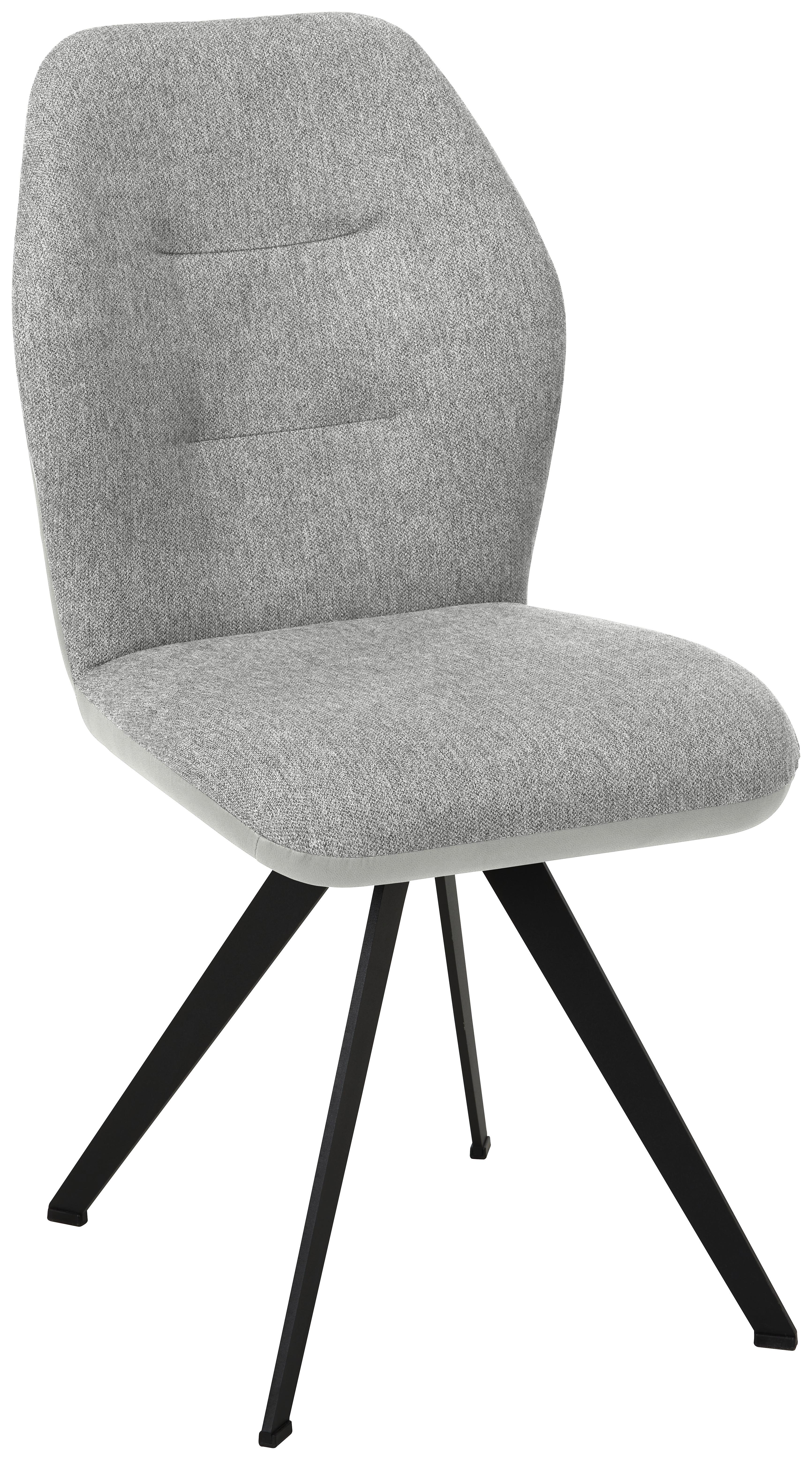 Stuhl Storm in Hellgrau - Hellgrau, MODERN, Textil/Metall (48cm) - Premium Living