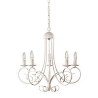 Kronleuchter Pompei Weiß max. 6 Watt - Weiß, KONVENTIONELL, Metall (60/110cm)