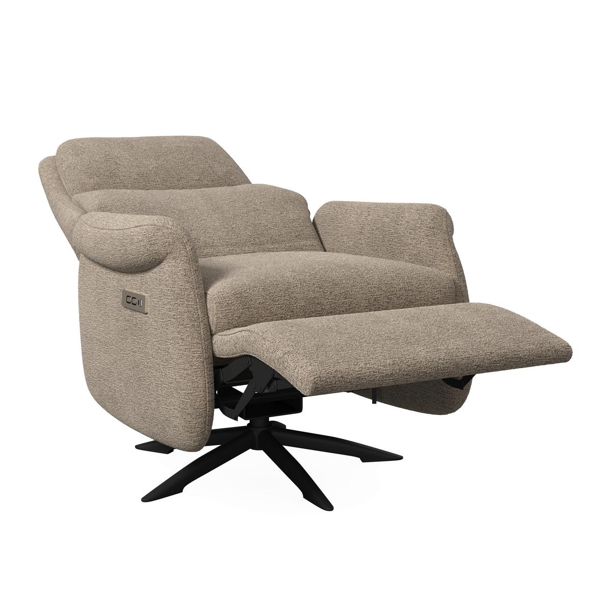 Elektrischer Relaxsessel Alice mir Liege- und Relaxfunktion - Schwarz/Braun, MODERN, Holz/Textil (76/110/90cm) - Bessagi Home