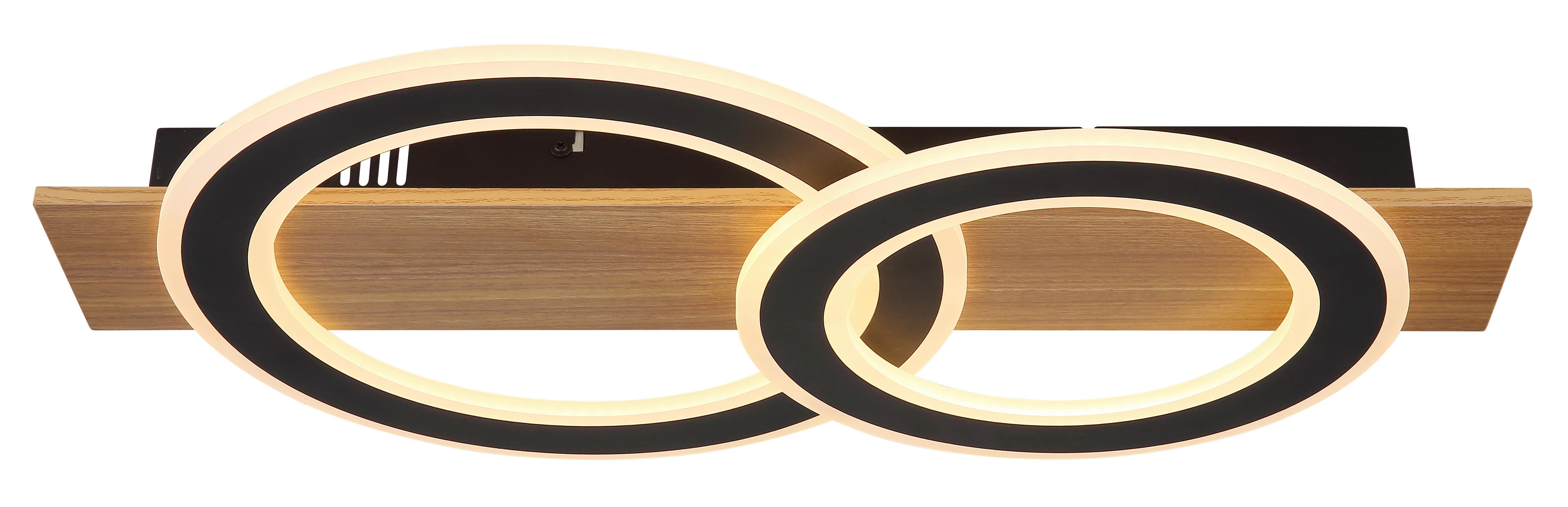 LED-DECKENLEUCHTE 48038-40 - Dunkelbraun/Opal, Natur, Kunststoff/Metall (63/35/7cm) - Globo