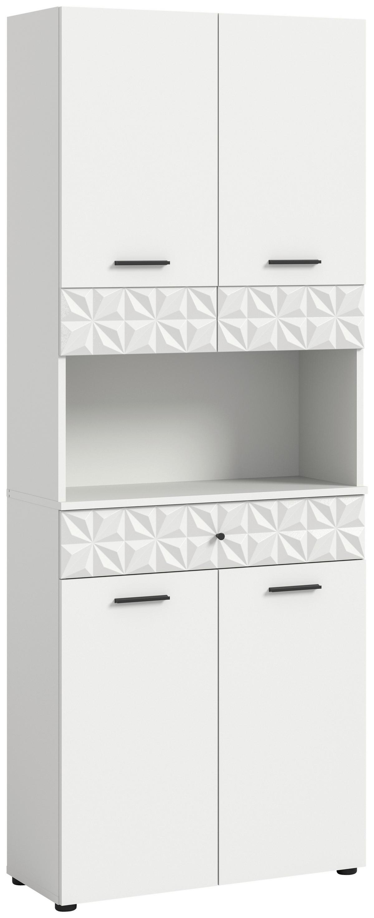 Hochschrank Prisma ca. 70x187x34 cm Weiß - Schwarz/Weiß, MODERN, Holzwerkstoff/Kunststoff (70/187/34cm) - MID.YOU
