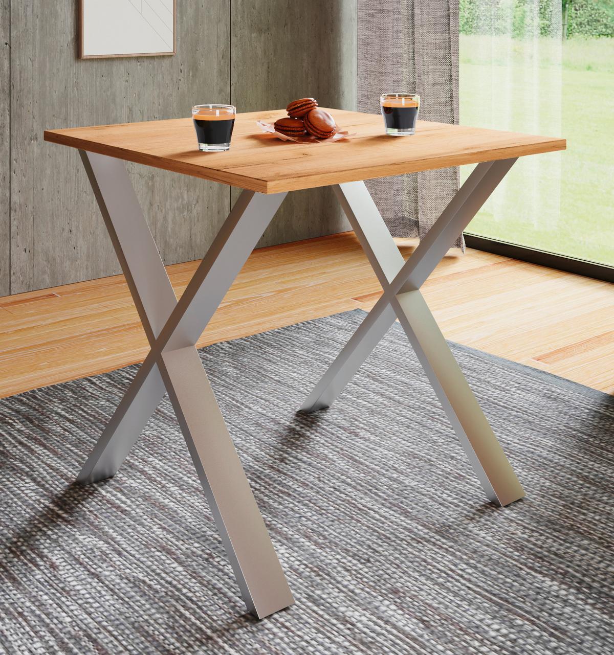 ESSTISCH XONA - Honigeiche/Silberfarben, Basics, Holzwerkstoff (80/80/76cm) - MID.YOU
