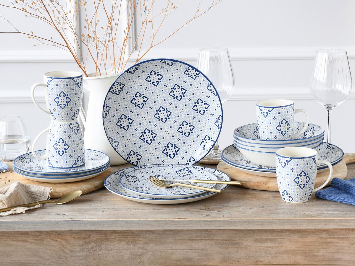 Kombinirani Servis Yara Blue, 16-Delni - modra/bela, Basics, keramika - Creatable