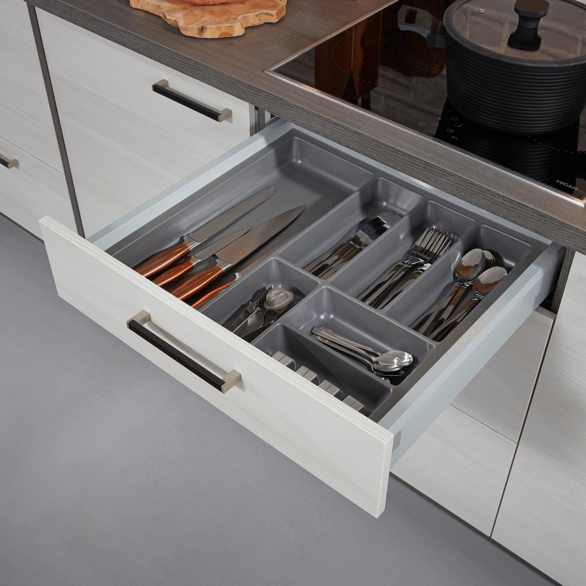 Küchenblock Plan, in Eiche Weiß - Eichefarben/Weiß, MODERN, Holzwerkstoff (303,2cm) - Express-Kuechen