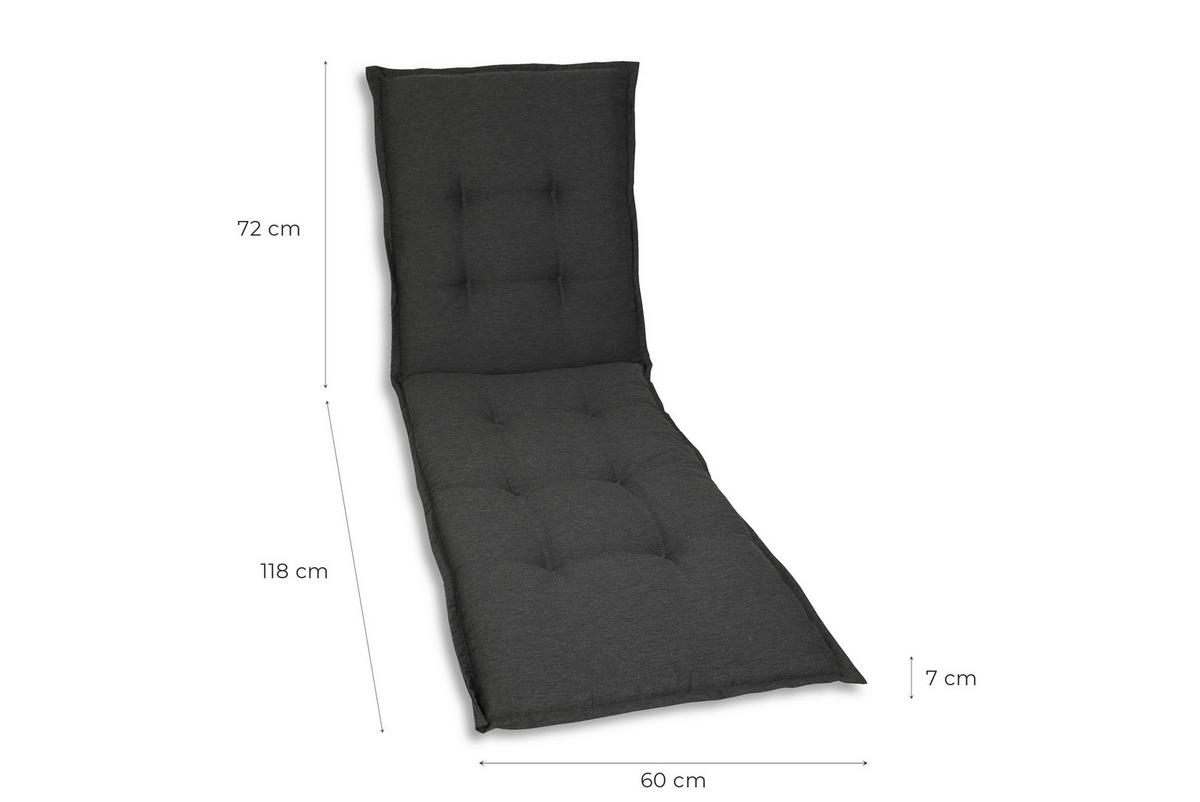 Liegenauflage Anthrazit ca. 60x7x190cm - Anthrazit, Basics, Textil (60/7/190cm)