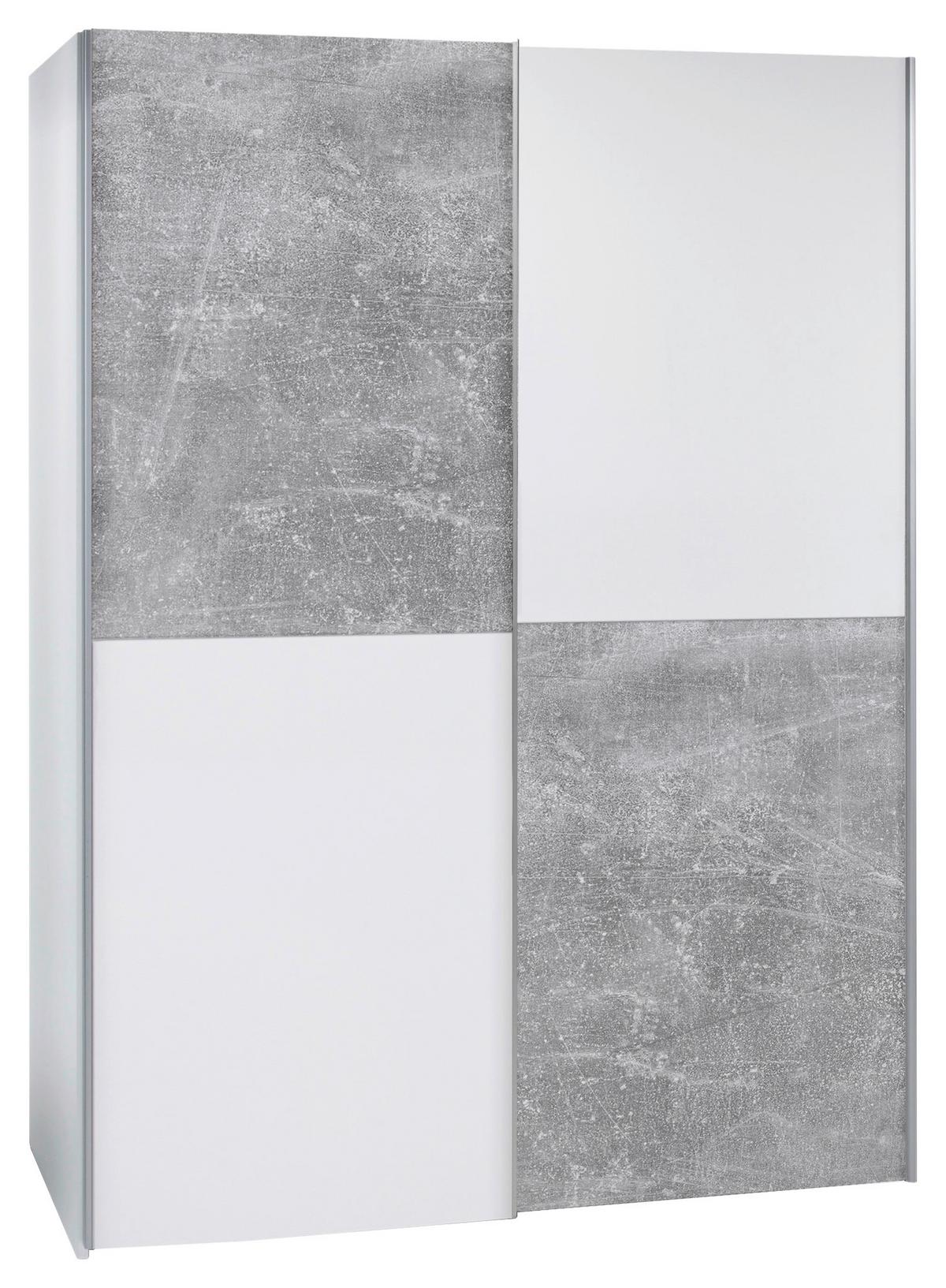 Omara Z Drsnimi Vrati Starter, Bela, Siva - srebrne barve/siva, Konvencionalno, kovina/leseni material (170/195/59cm) - P & B