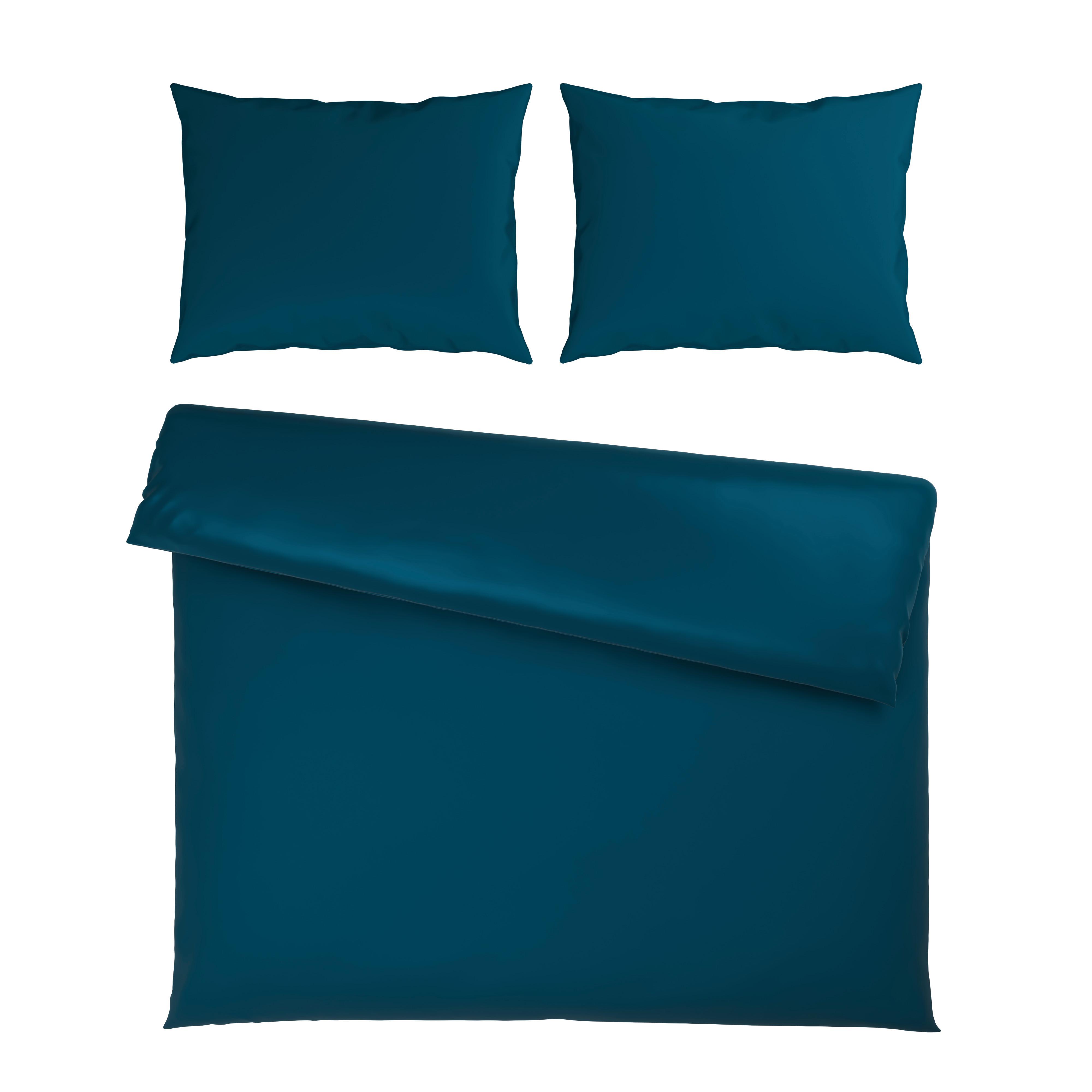 Bettwäsche Xenia Uni XXL Blau ca. 200x220cm - Blau, MODERN, Textil (200/220cm) - Premium Living