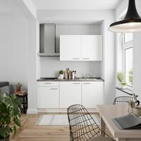 Küchenblock Touch Low m. Geräten Weiß - Schieferfarben/Edelstahlfarben, MODERN, Holzwerkstoff/Metall (180cm) - Nobilia