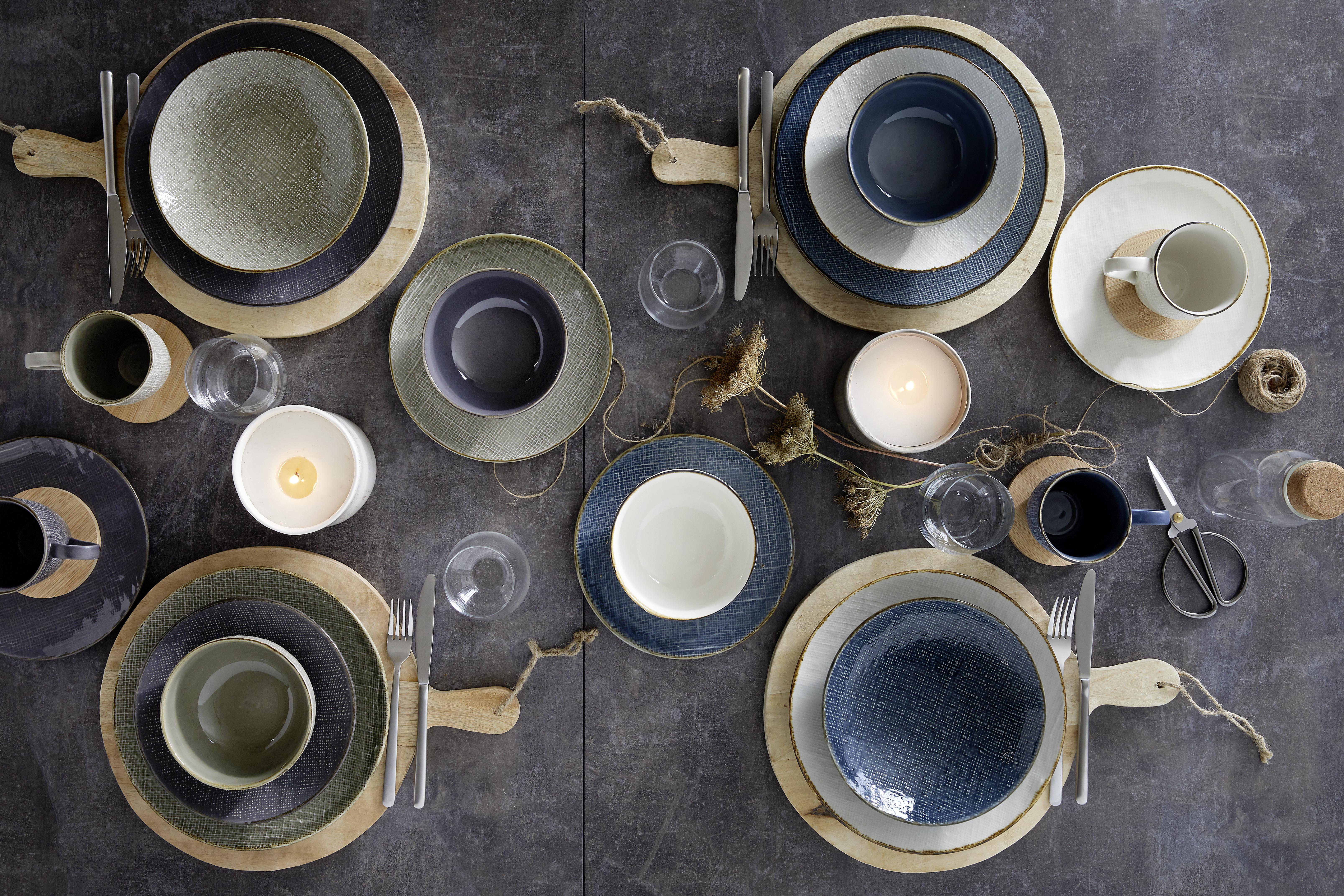 Farfurie adâncă Canvas - albastru, ceramică (22/22/5cm) - Premium Living