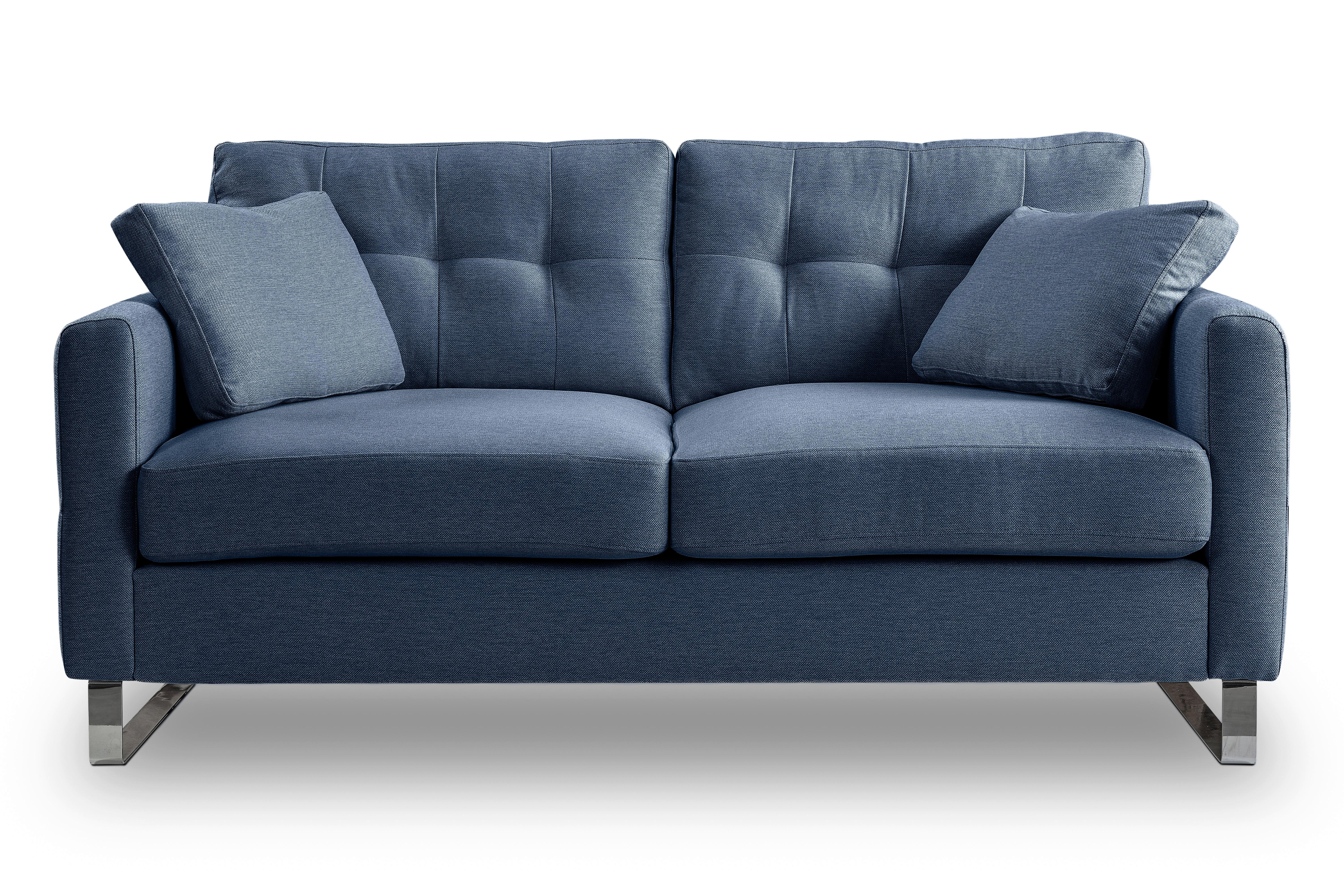 2-Sitzer-Sofa Hera Dunkelblau - Chromfarben/Dunkelblau, Basics, Holz/Textil (172/92/94cm) - MID.YOU