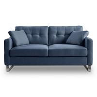 2-Sitzer-Sofa Hera Dunkelblau - Chromfarben/Dunkelblau, Basics, Holz/Textil (172/92/94cm) - MID.YOU
