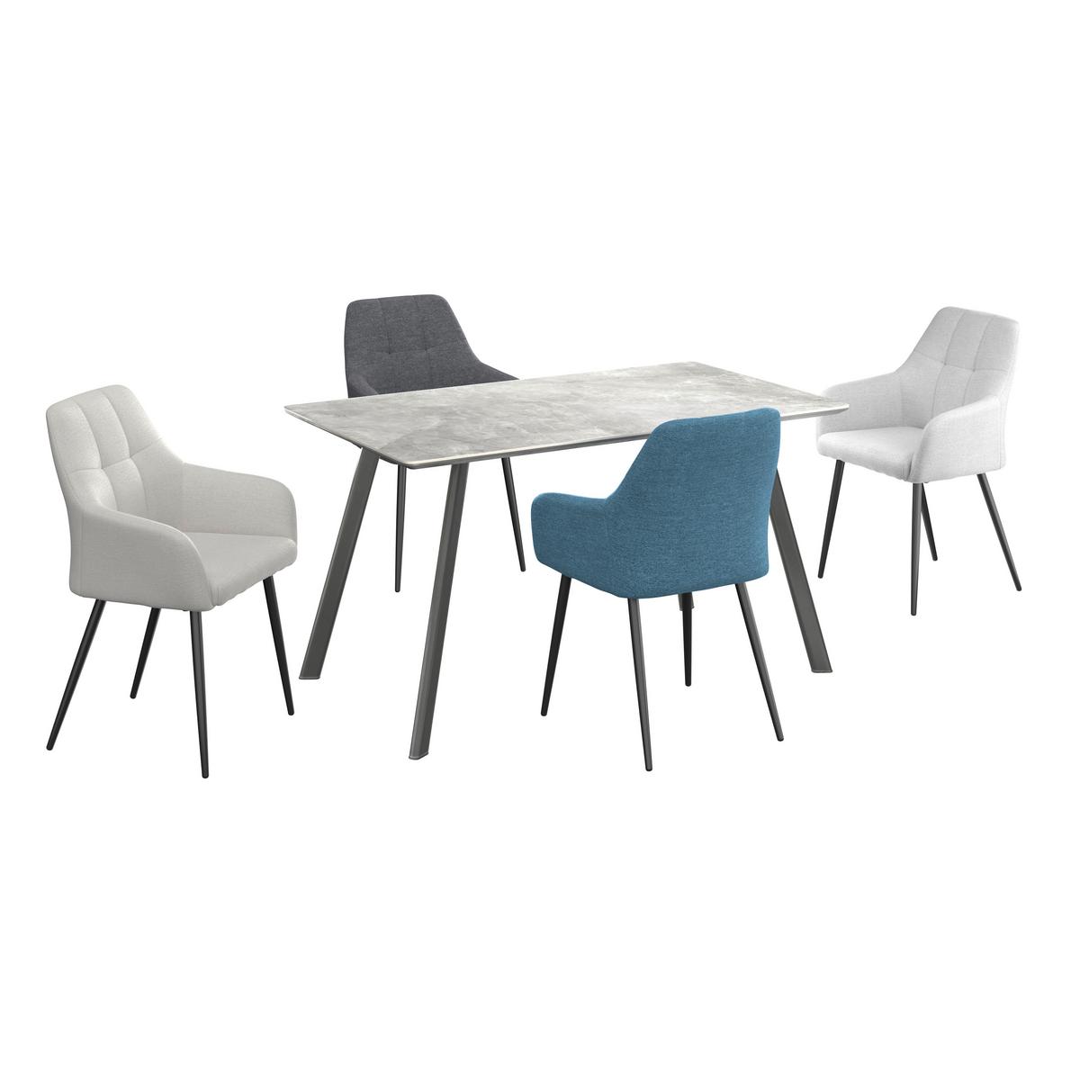 Jedilna Miza George, Črna, Siva, 140x80 - siva/črna, Konvencionalno, kovina/leseni material (140/76/80cm) - Mömax