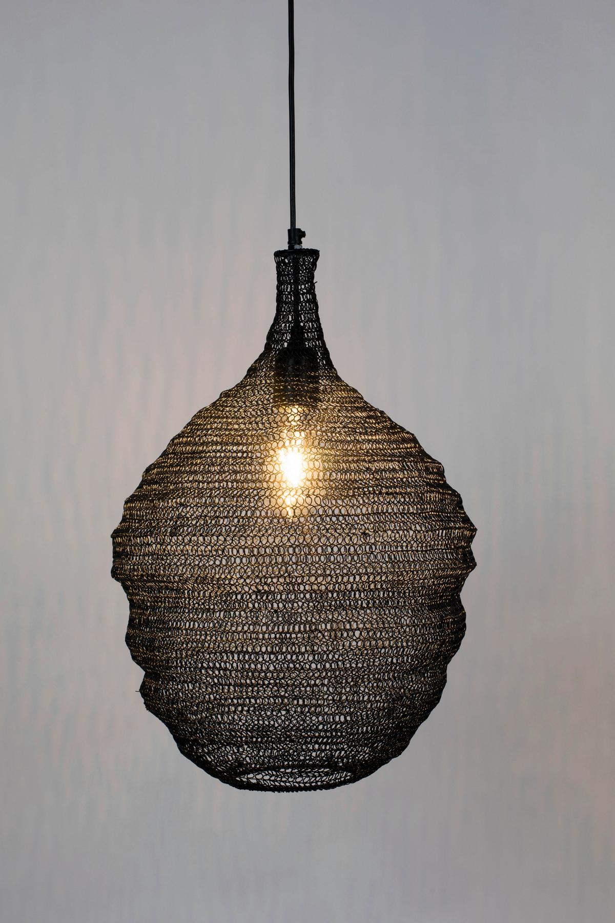 LAMPA WISZĄCA PENDANT LAMP LENA M BLACK - czarny, Design, metal (37/155cm) - Zuiver