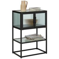 Komód Cube - fekete/átlátszó, Modern, Üveg/fém (60/90/38cm) - Premium Living