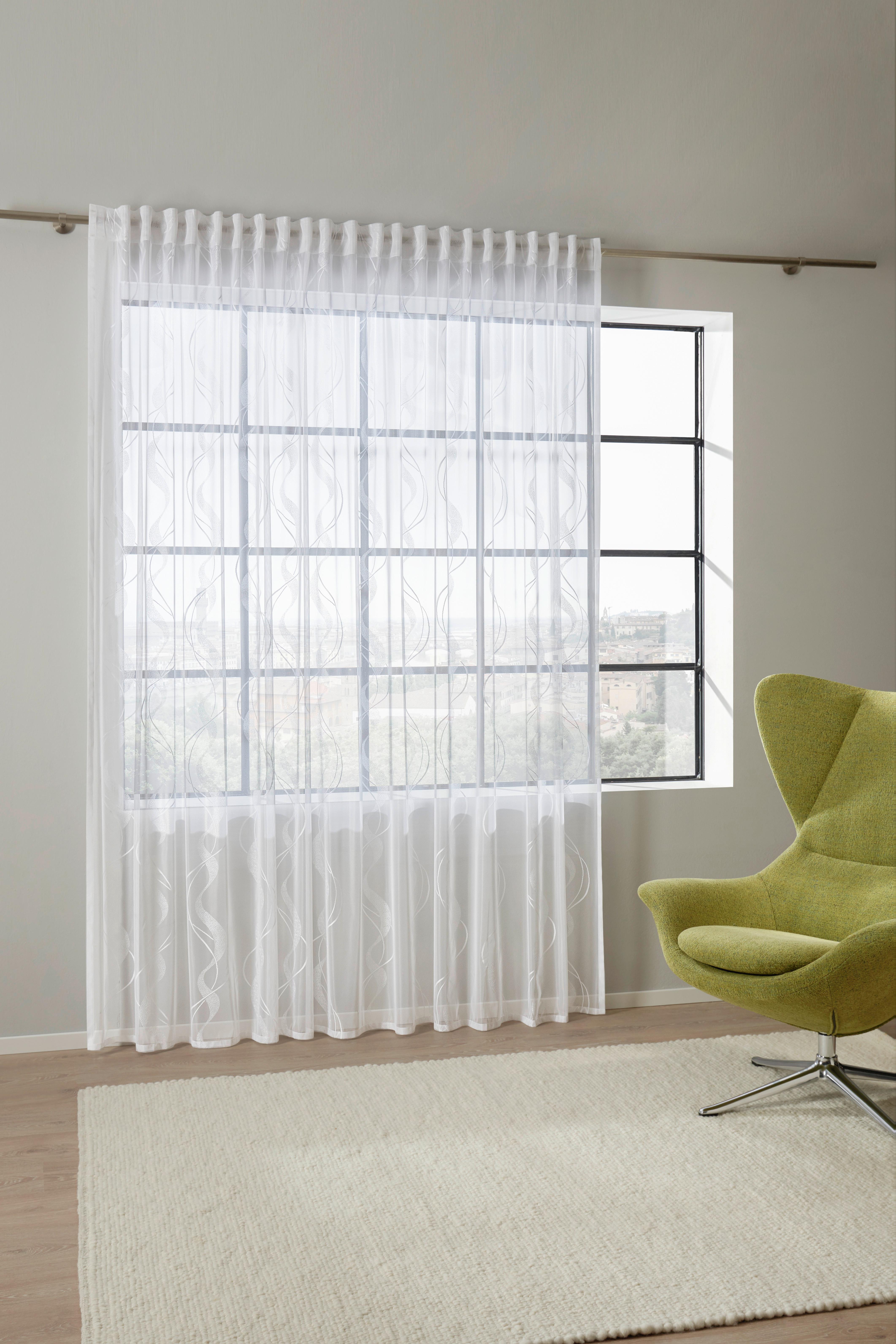 Končana Zavesa Wave - bela, tekstil (300/245cm) - Modern Living