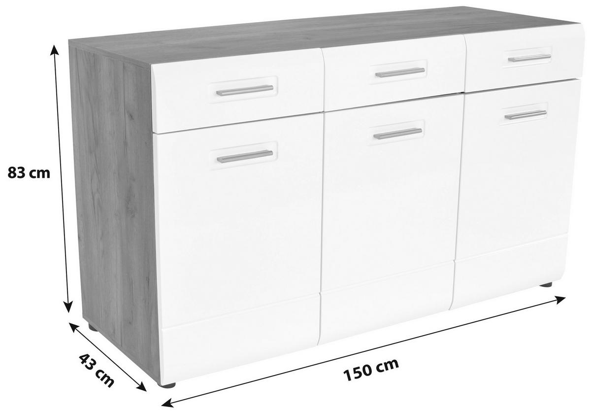 Komoda Avensis - barve kroma/črna, Moderno, umetna masa/leseni material (150/82,6/43,1cm) - Mömax