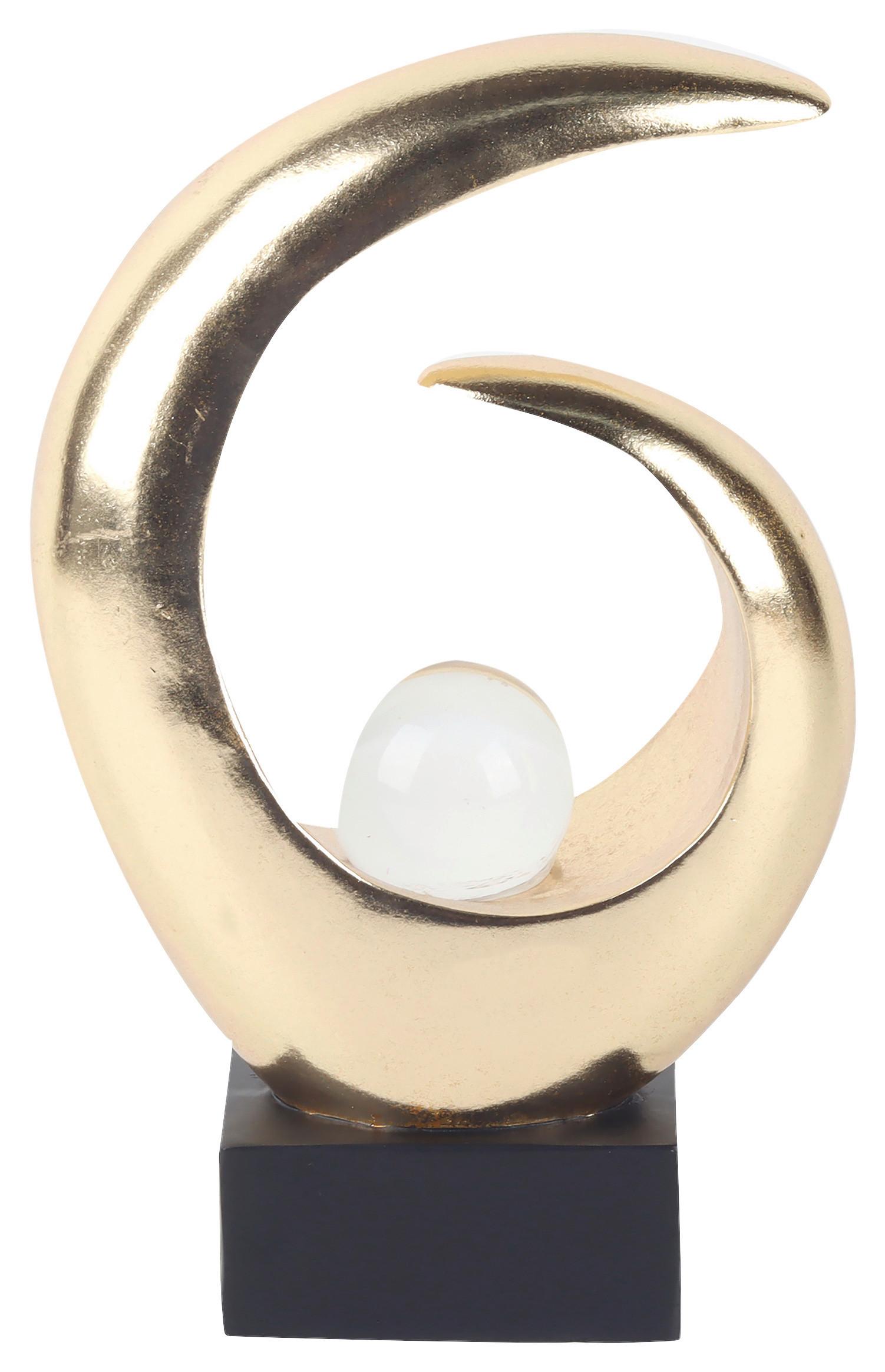 Sculptură Swan - auriu/negru, Modern, materiale naturale (15,5/25/6,3cm) - Mömax