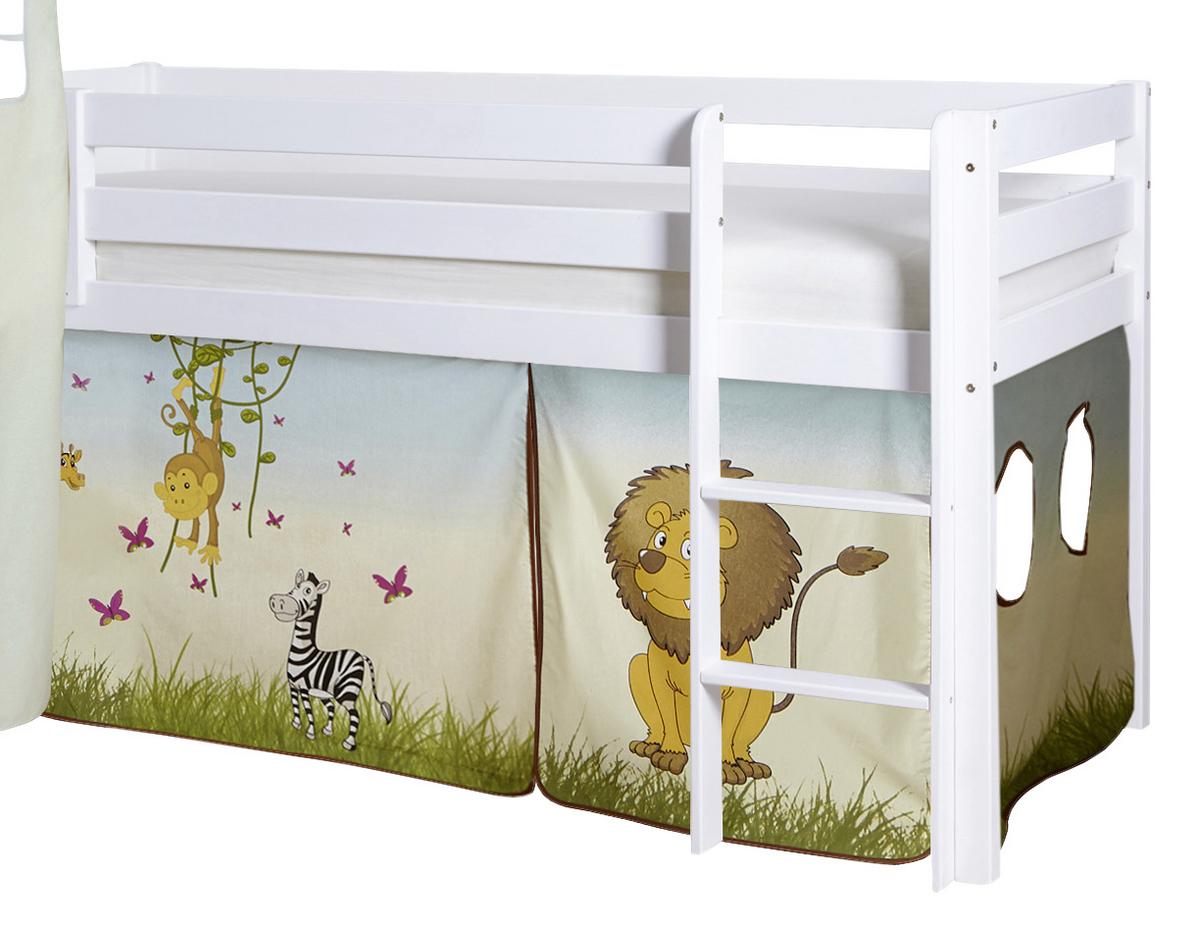 Spielbett "Kasper",aus Kiefer, multicolor/weiß - Multicolor/Weiß, Natur, Holz (90/200cm) - MID.YOU