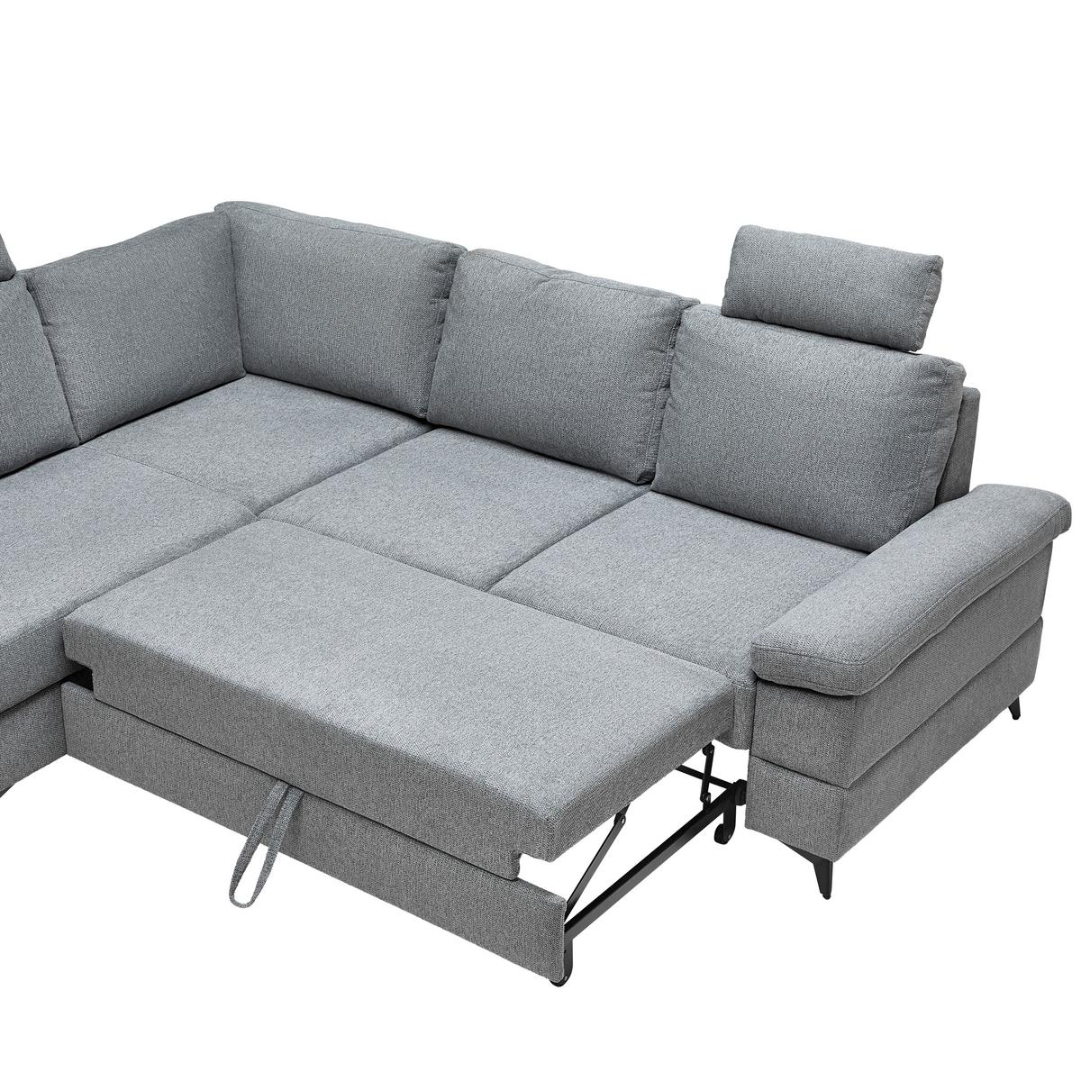 Ecksofa Sara Grau - Schwarz/Grau, MODERN, Textil/Metall (189/87-103/250cm) - Mömax